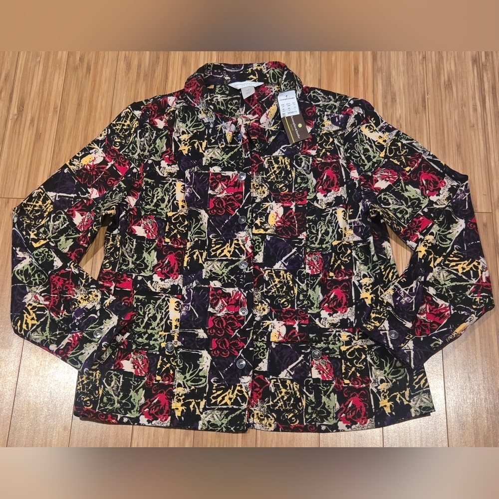 NWT Christopher & Banks Floral Pattern Button-Up Jacket